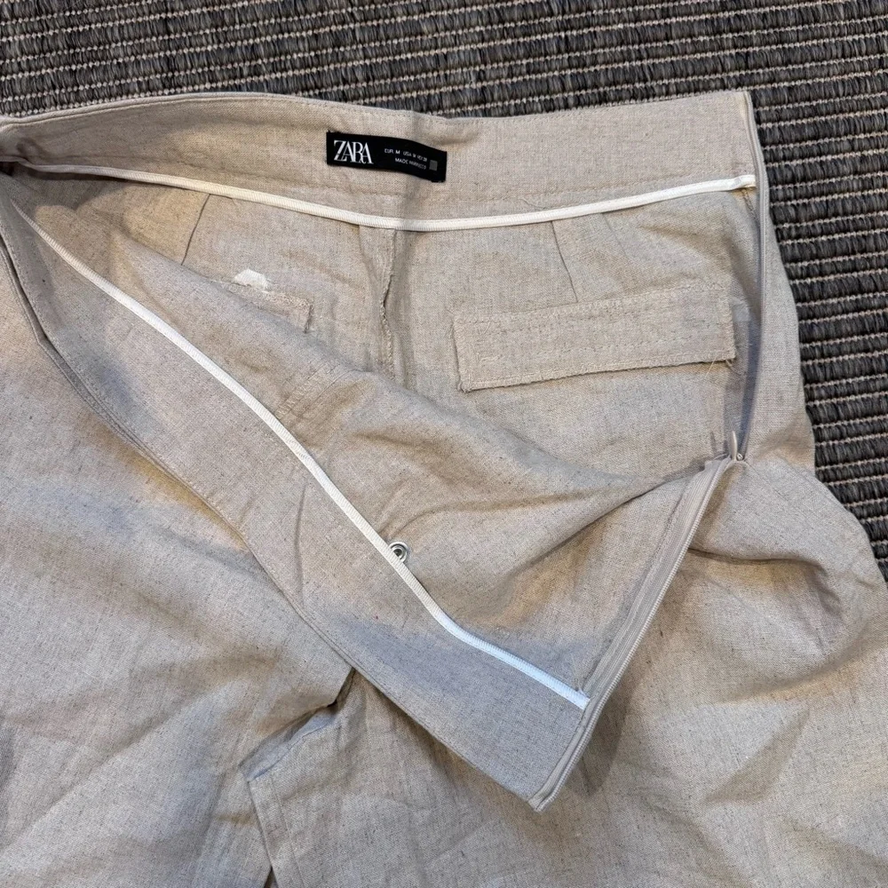 Zara Women Linen-Blend Pareo Trousers
